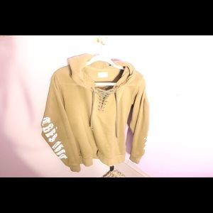 Army green laced sweatshirt w/hoodie